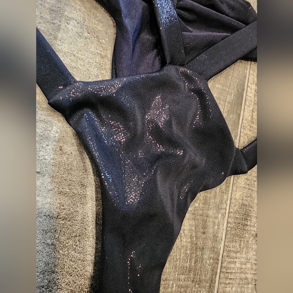 Monica Hansen Lurex Strappy Cheeky Bikini Bottom Black Shimmer Large Tanga - Picture 6 of 8